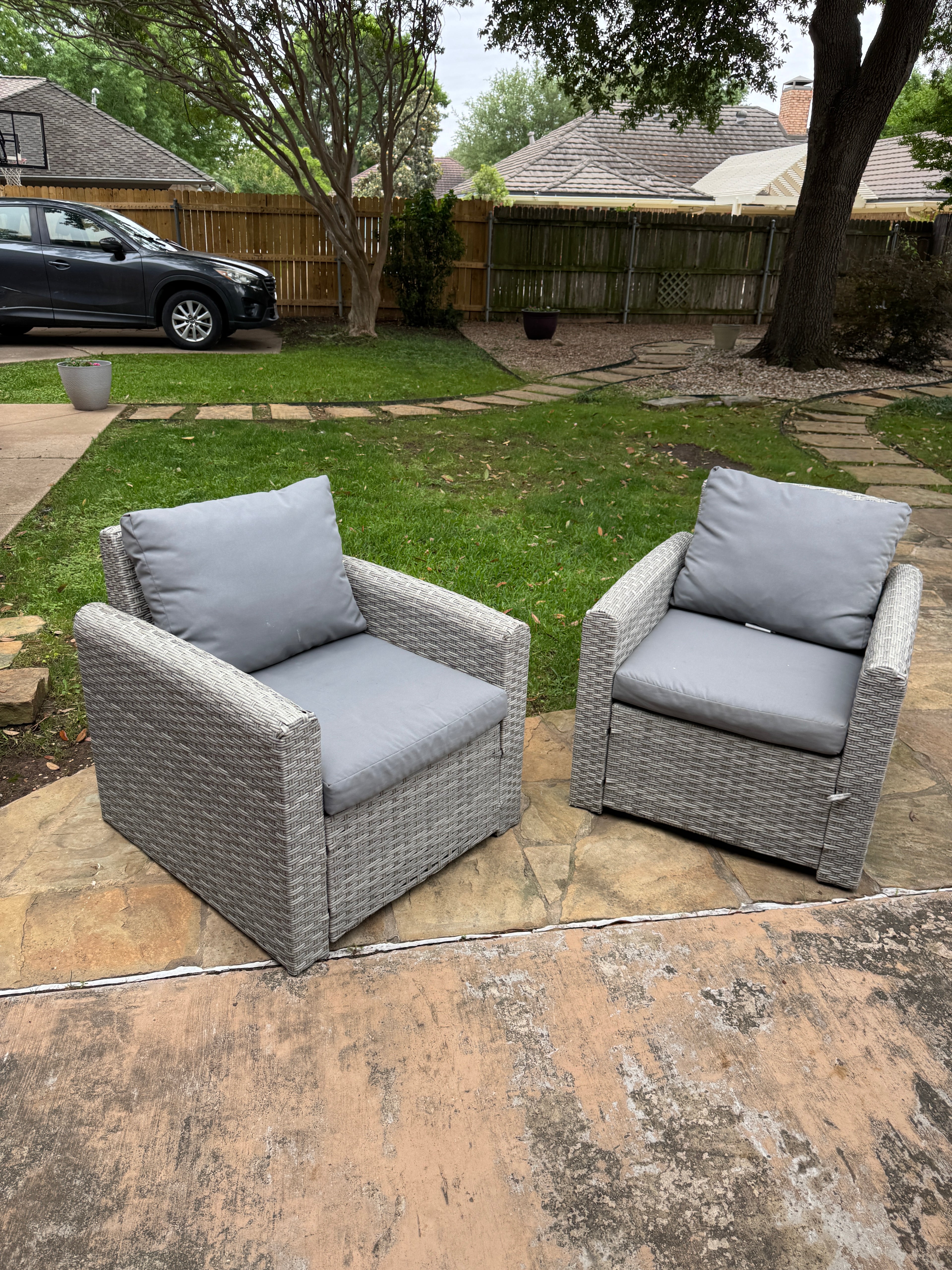 Outdoor Sofa Seating Group with Cushions, Gray