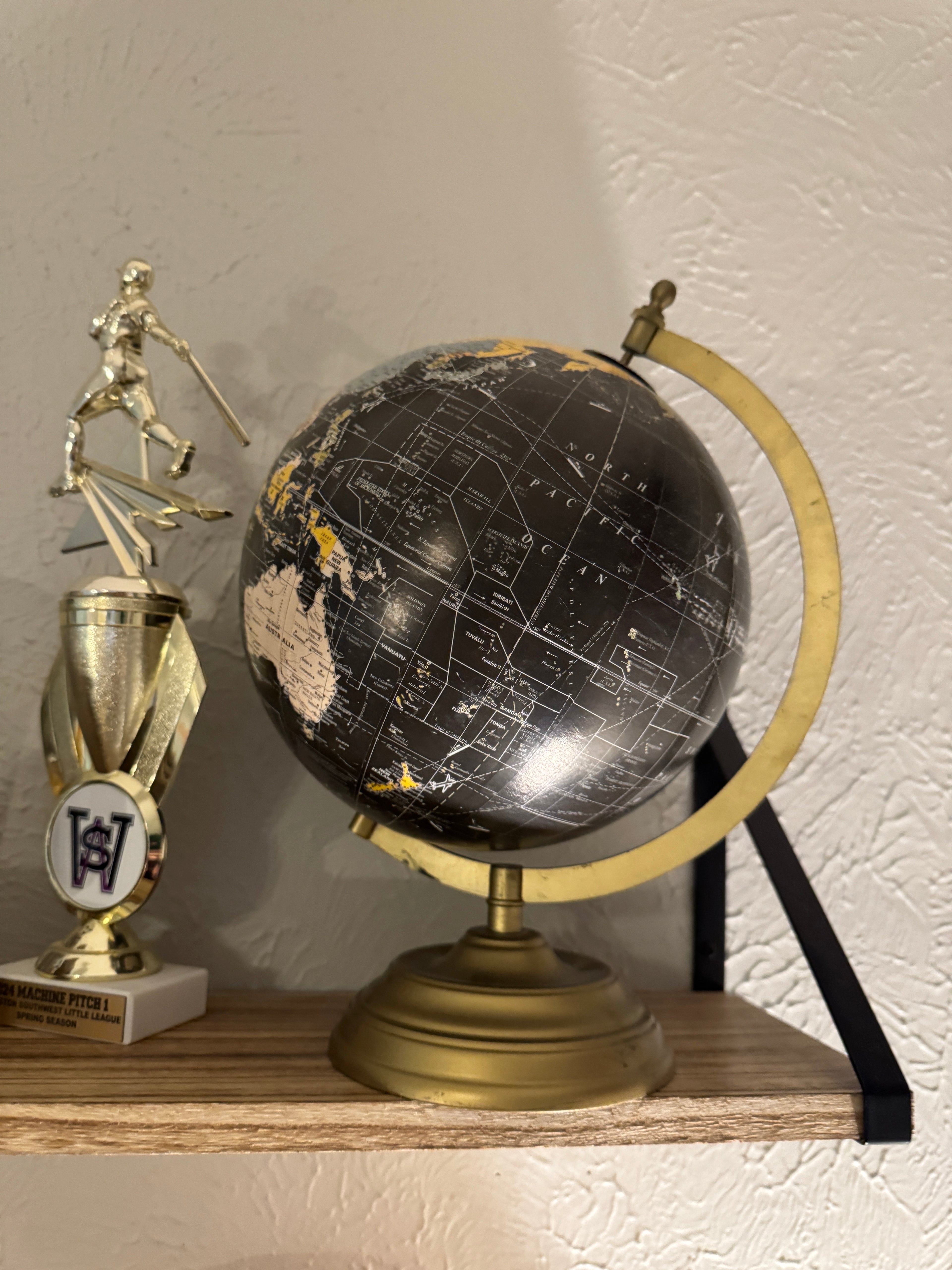 Black and gold desk globe