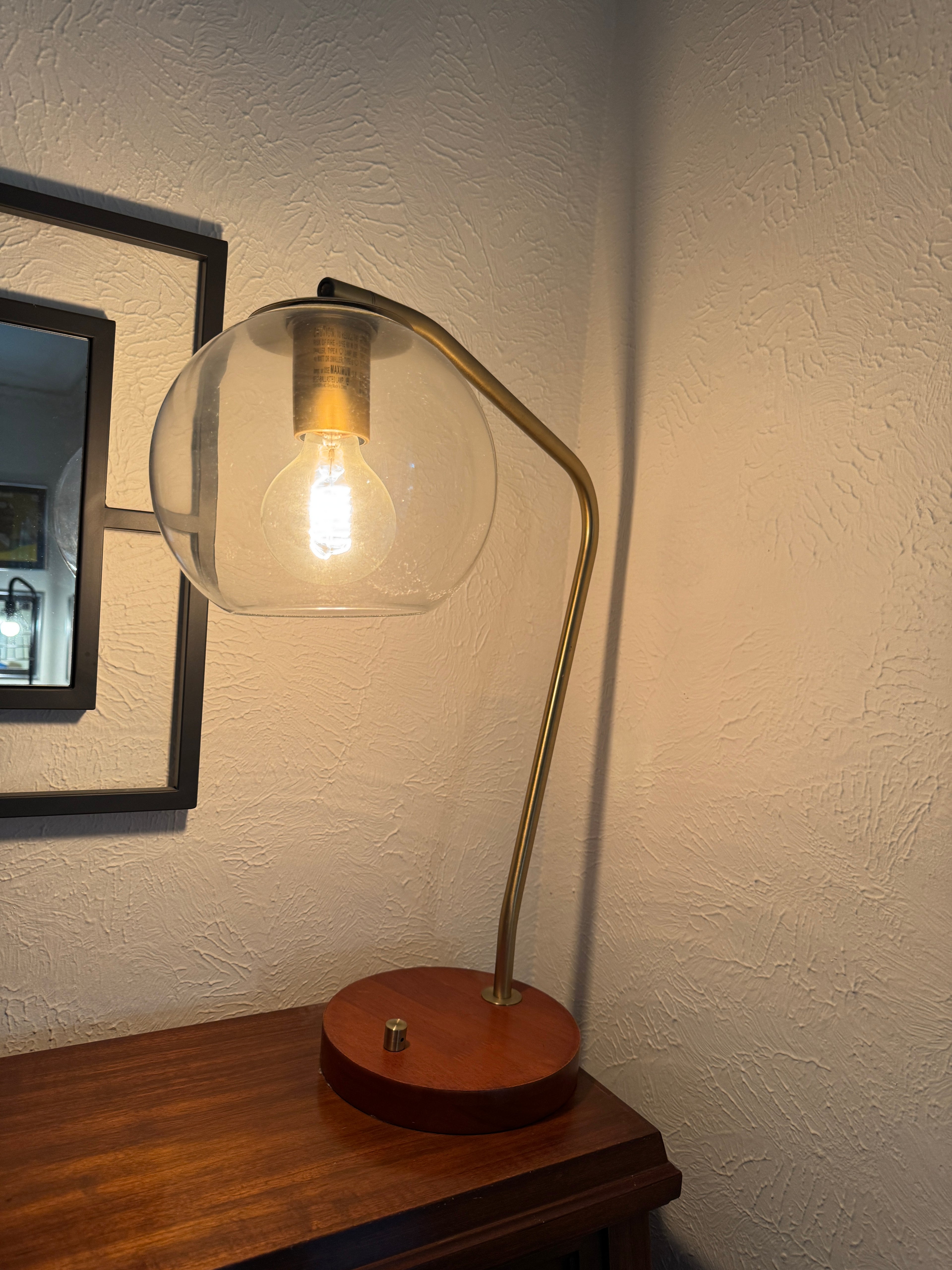Modern brass globe table lamp