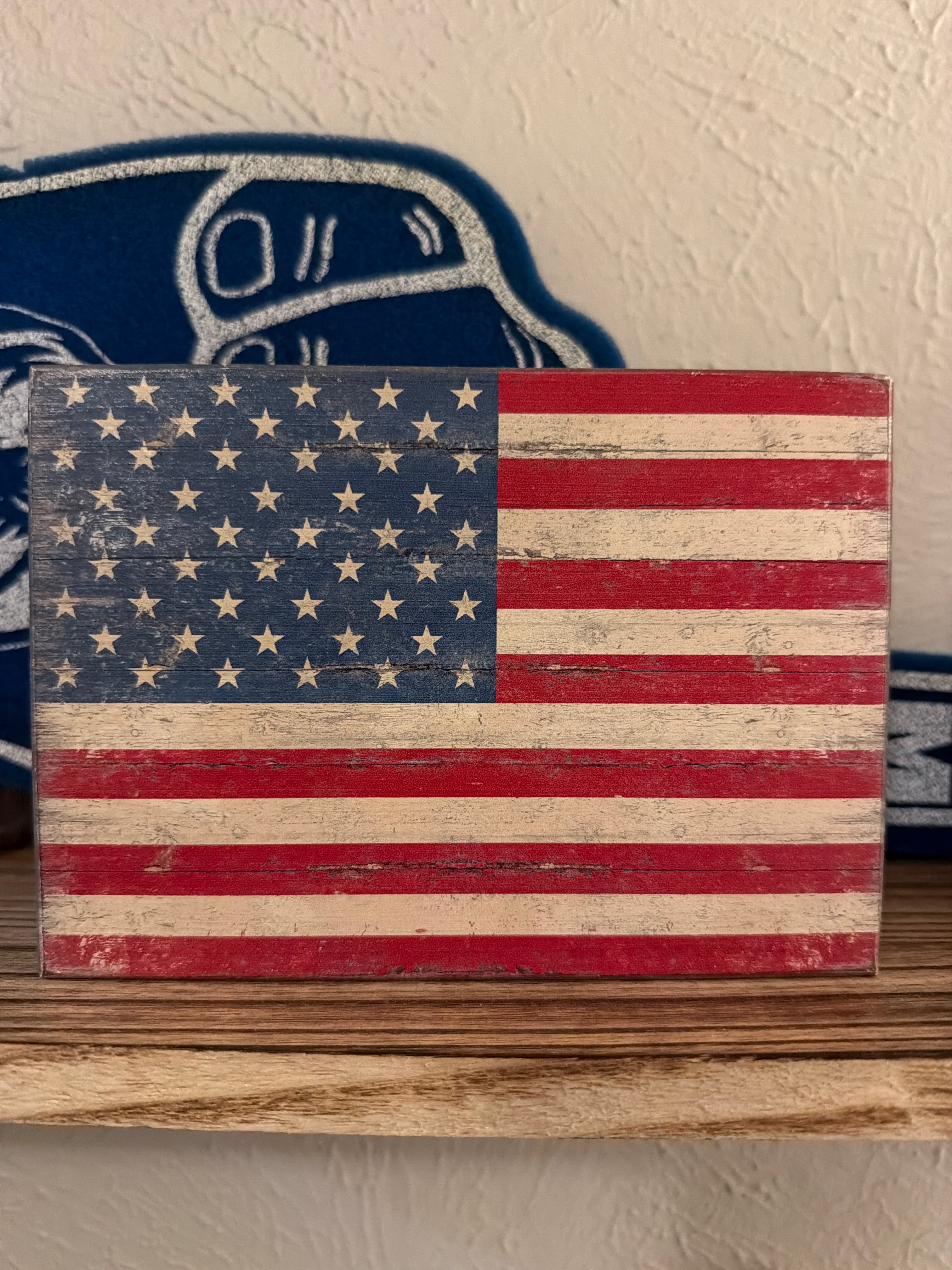 Small American Flag Wooden Decor