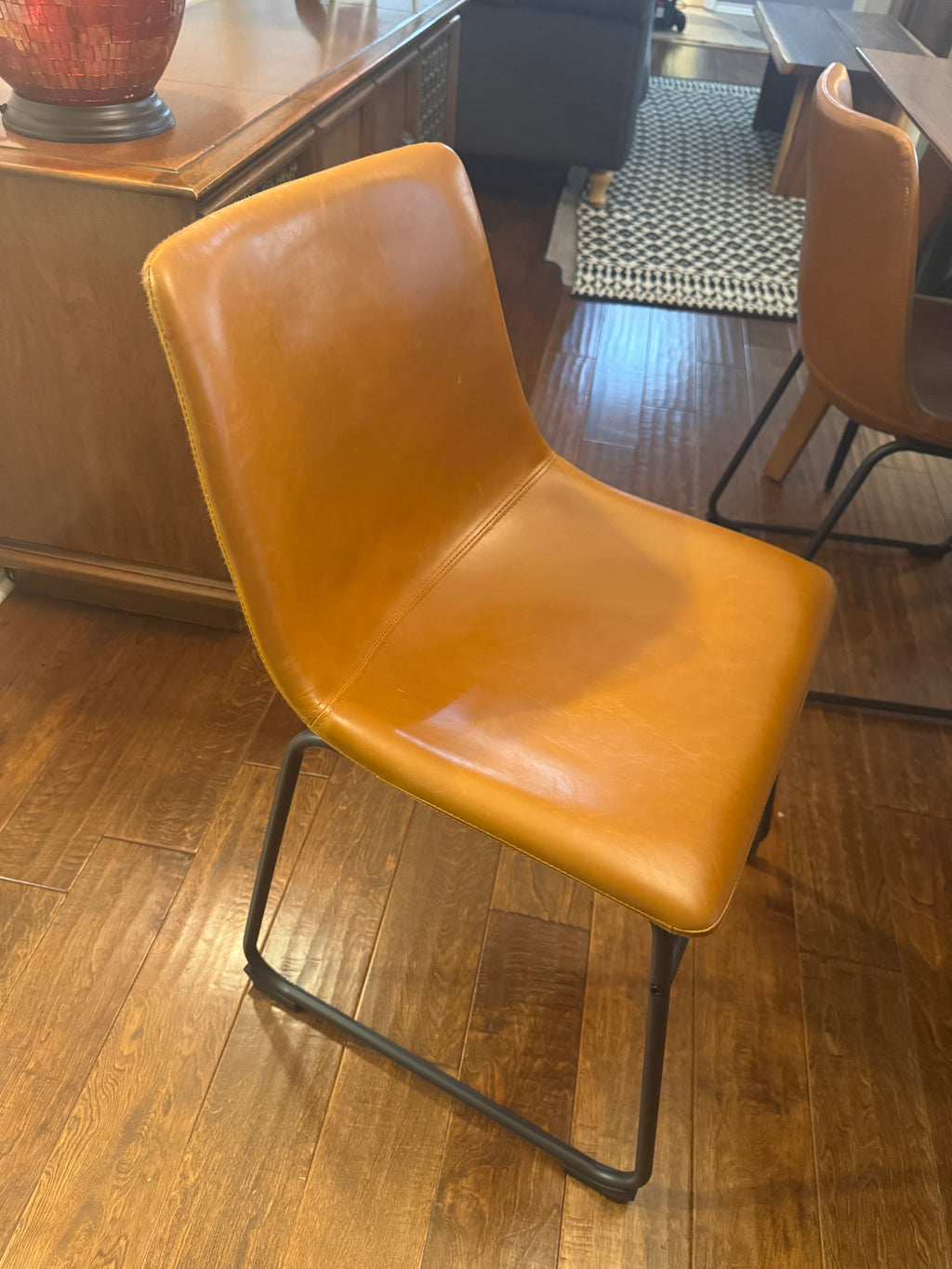 Faux Leather Armless Dining Chairs (whiskey brown)