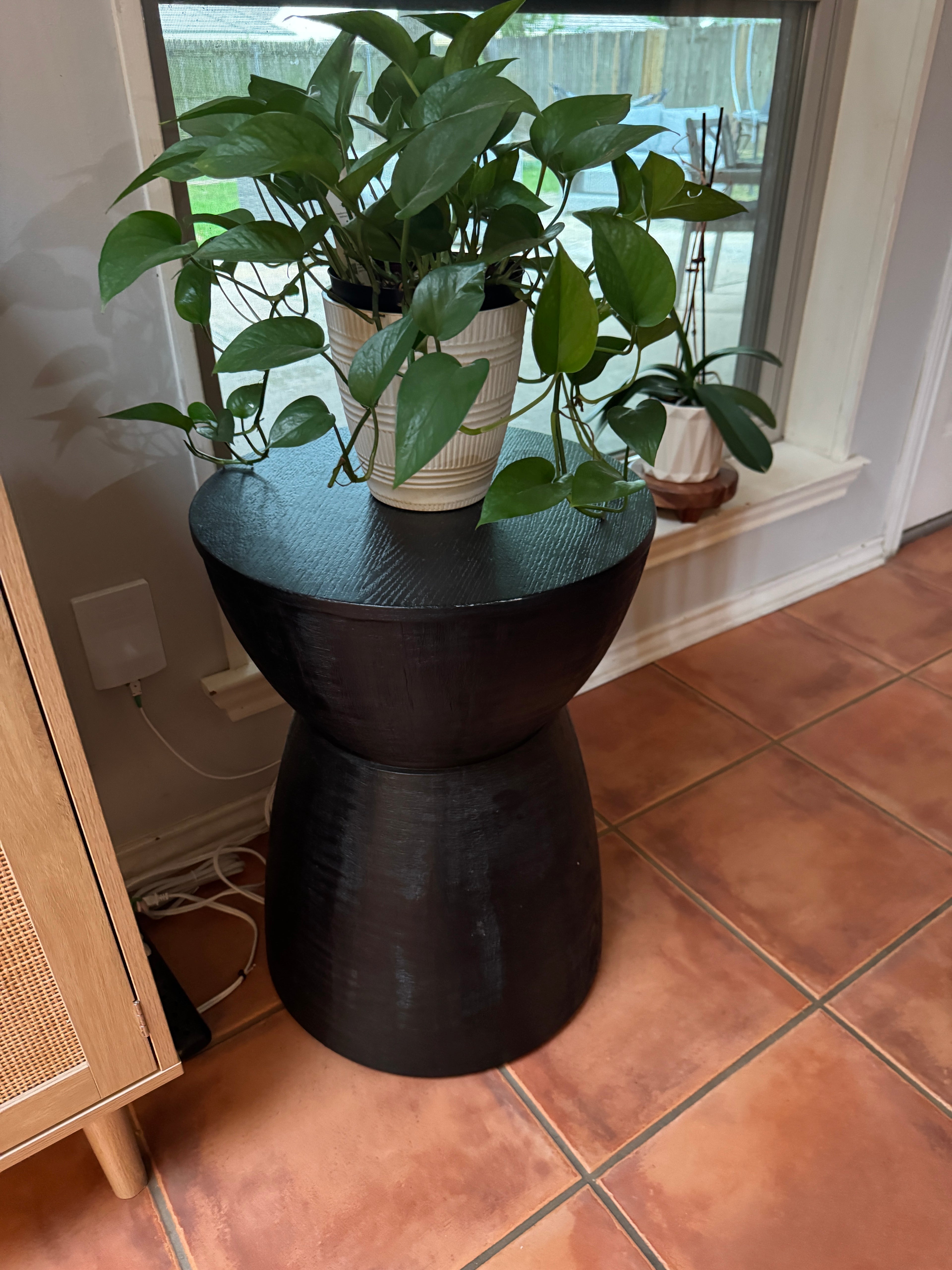 Black drum accent table