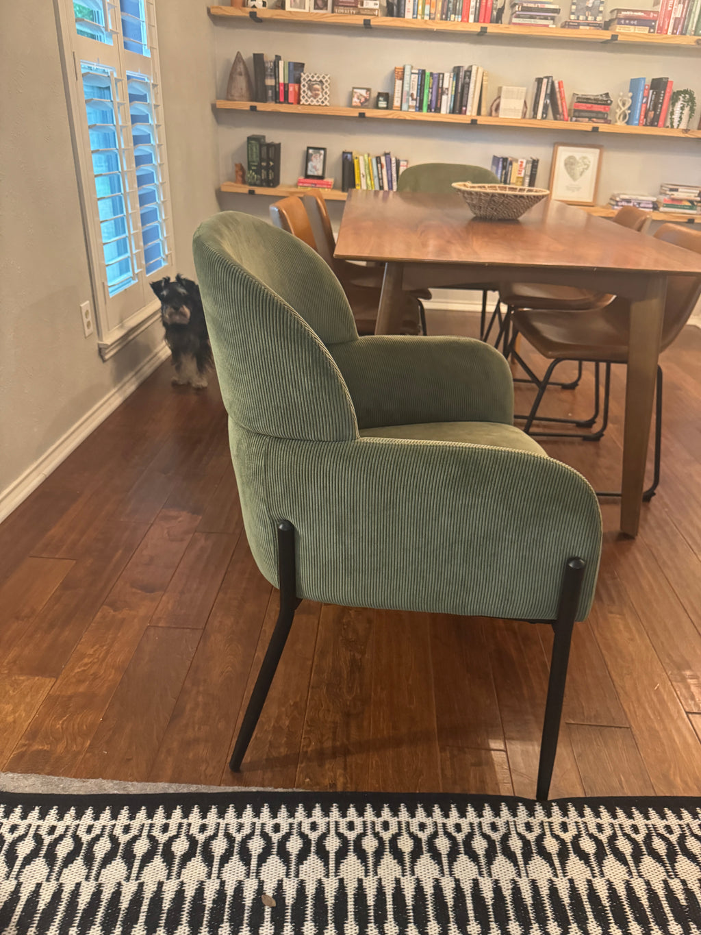 Alba Corduroy Upholstered Dining Armchair, Green (World Market)