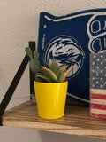 Mini faux cactus in yellow pot