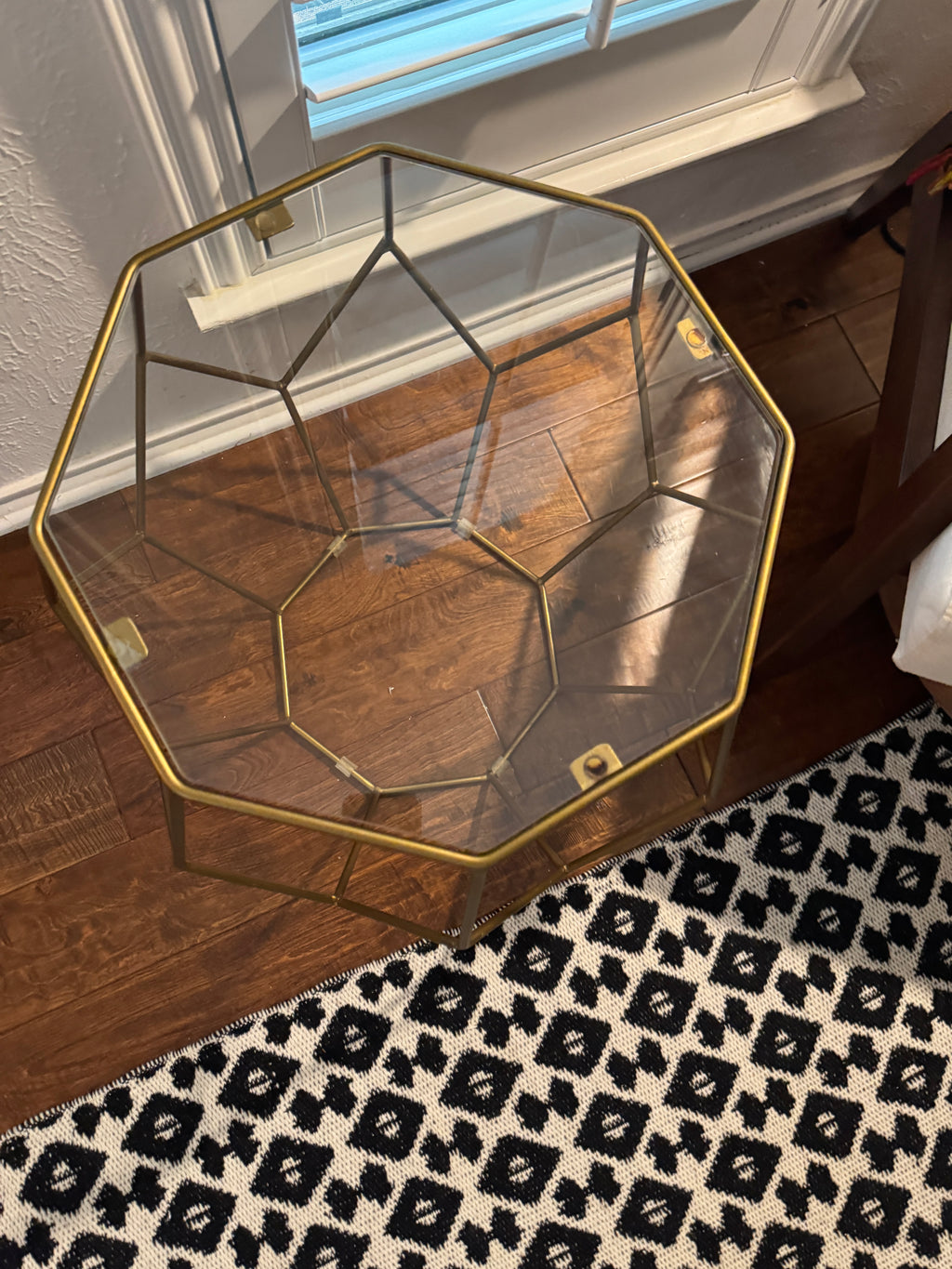 Gold and glass geometric side table (World Market)