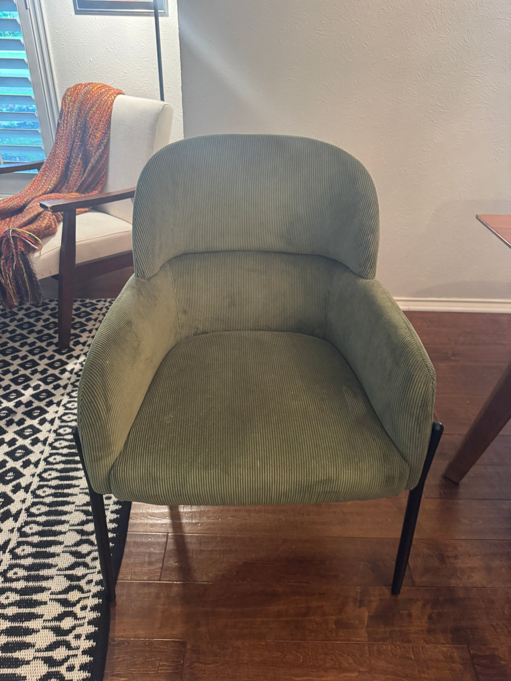 Alba Corduroy Upholstered Dining Armchair, Green (World Market)
