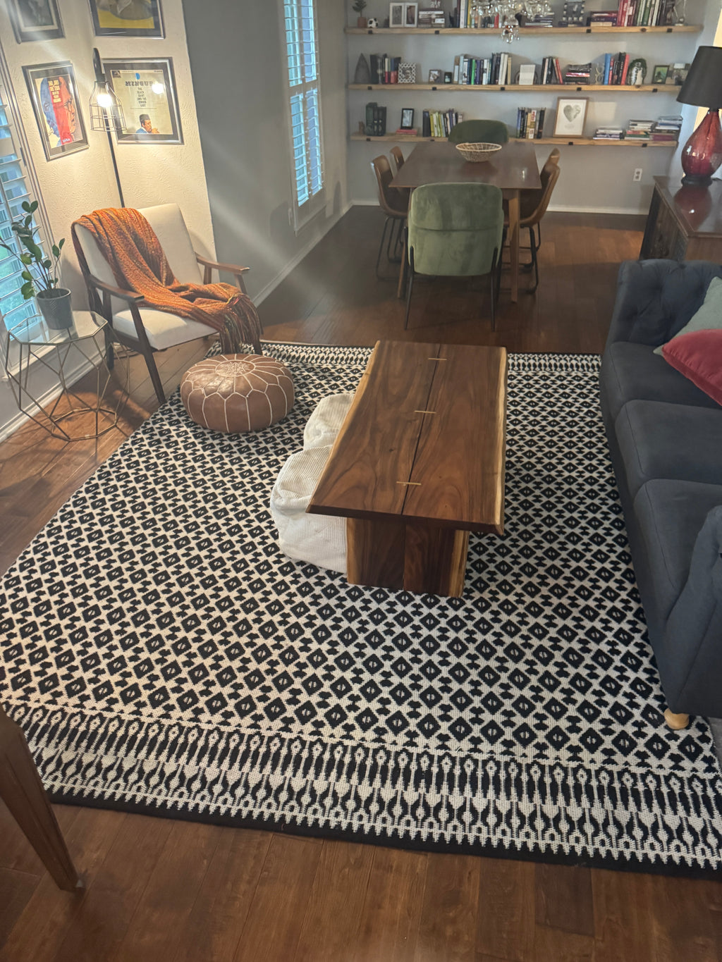 Magnolia Black and White Tribal Rug
