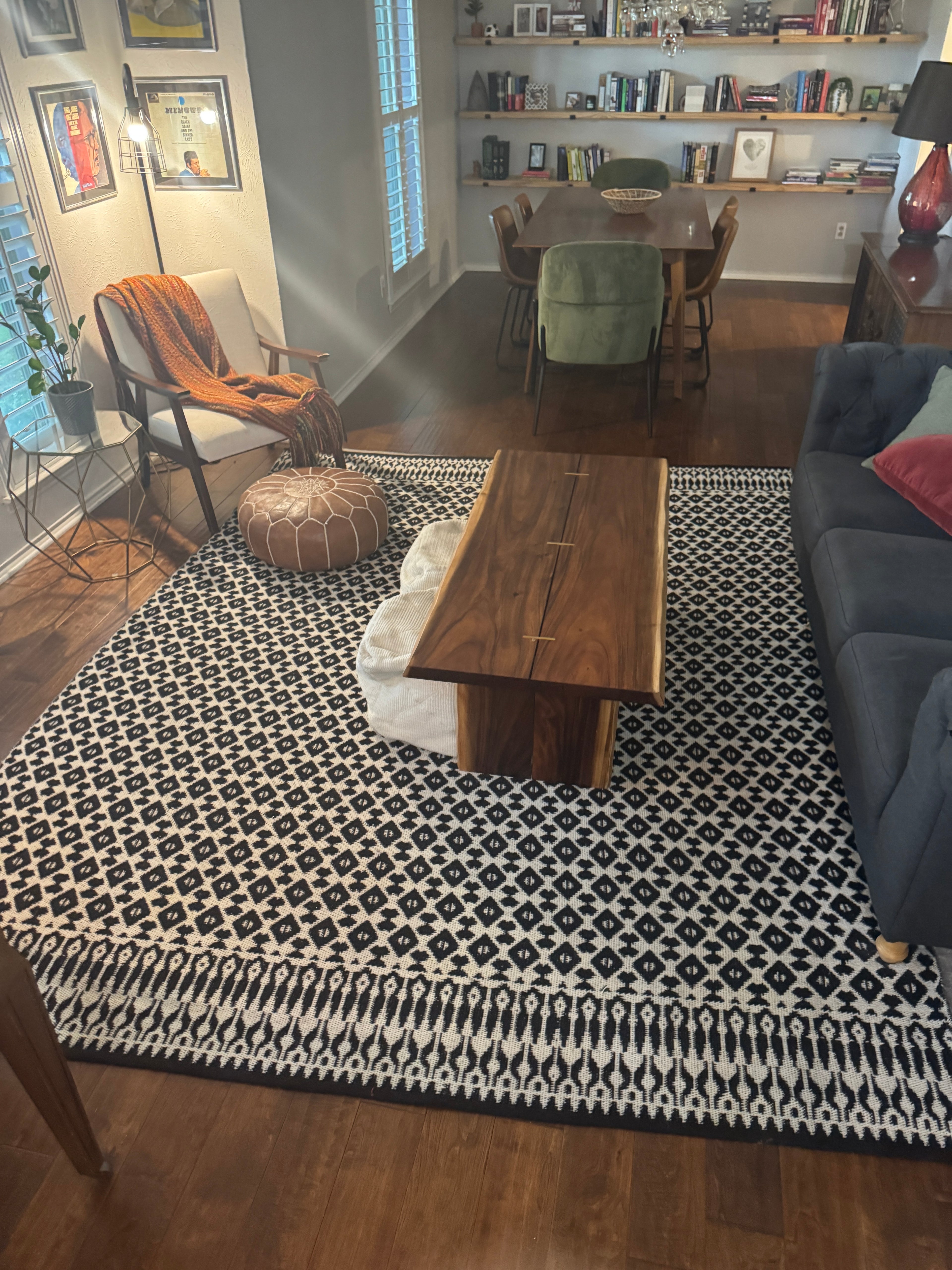 Magnolia Black and White Tribal Rug
