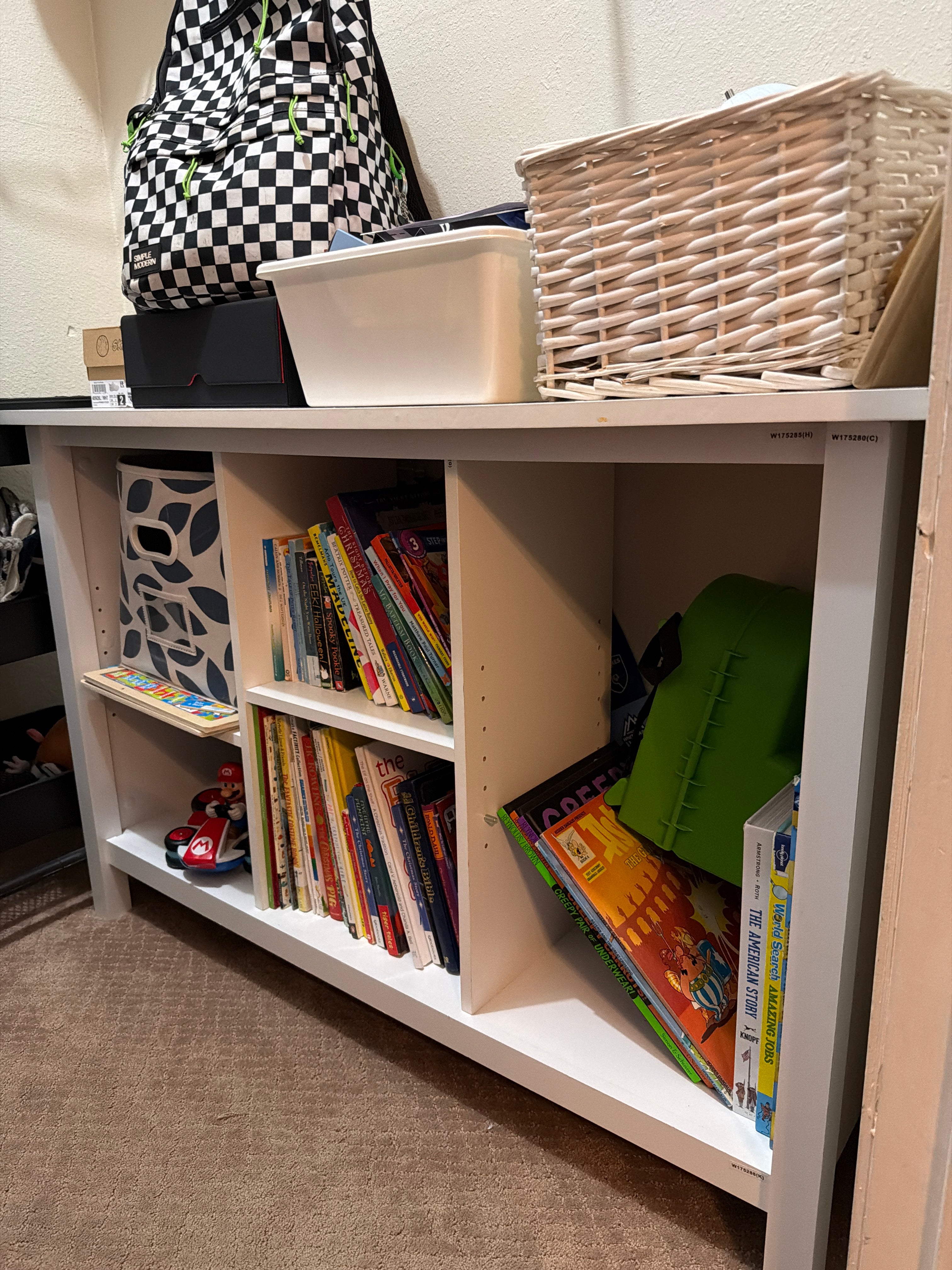 White adjustable storage console