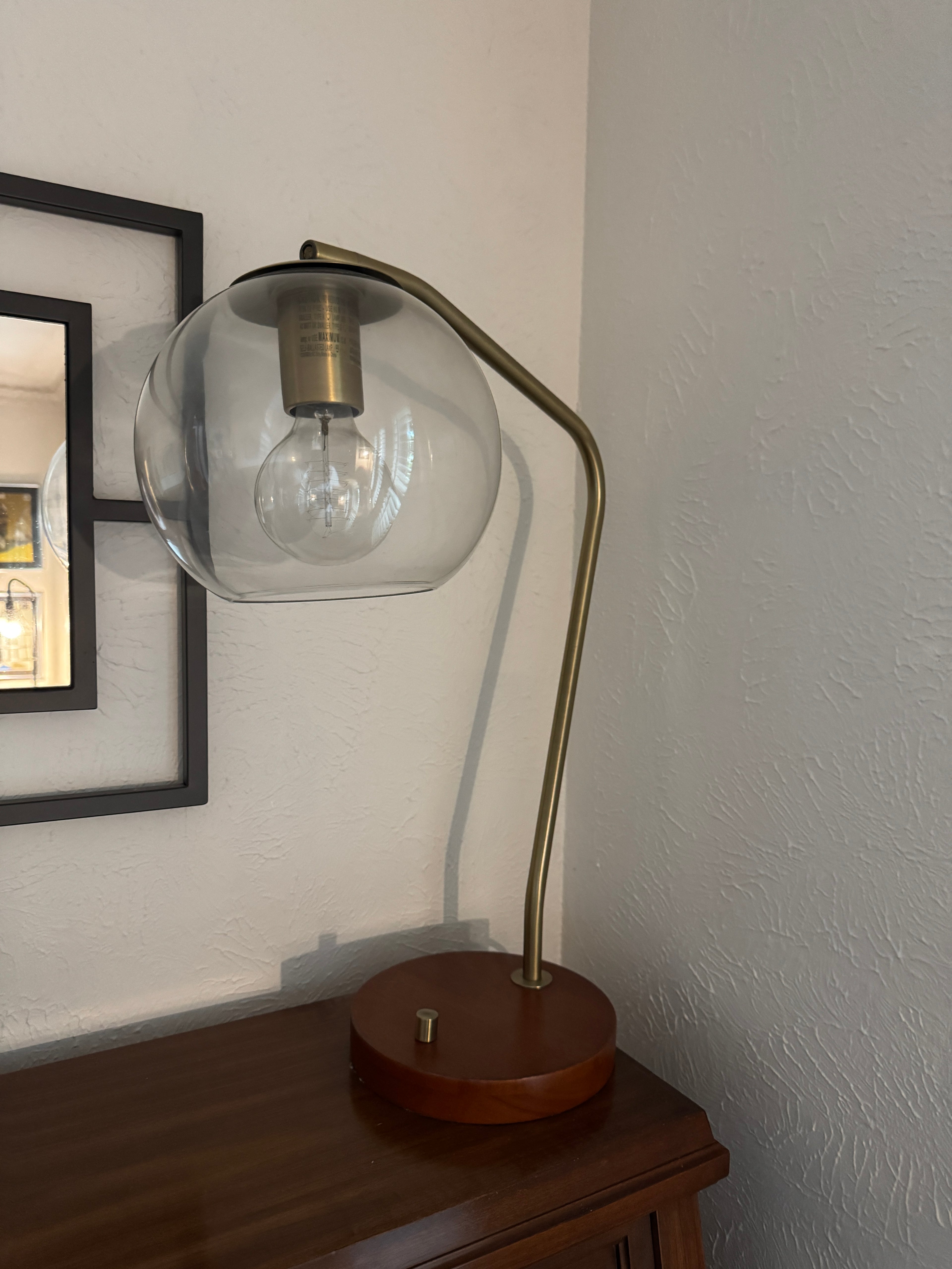 Modern brass globe table lamp