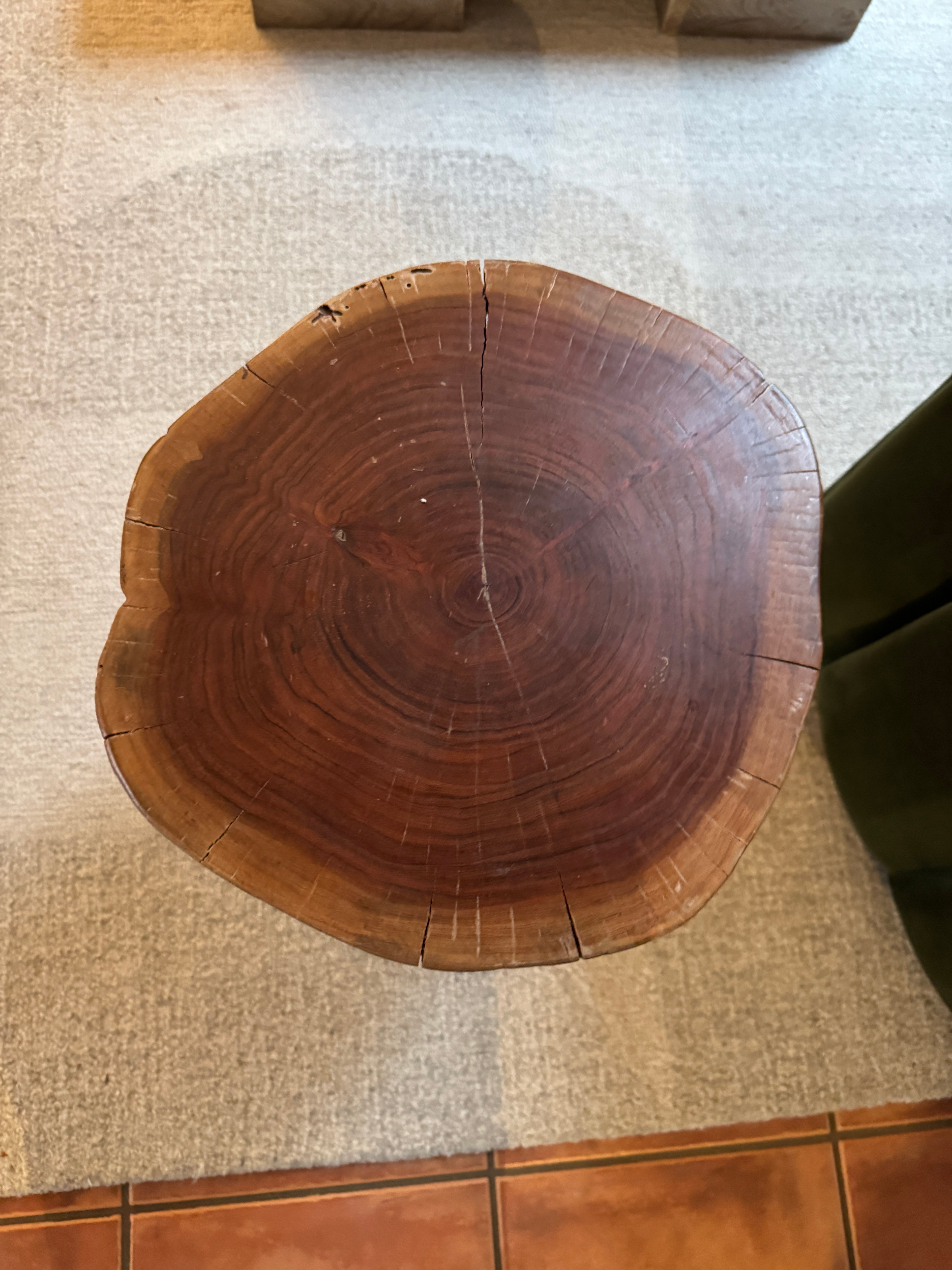 Round wood side table