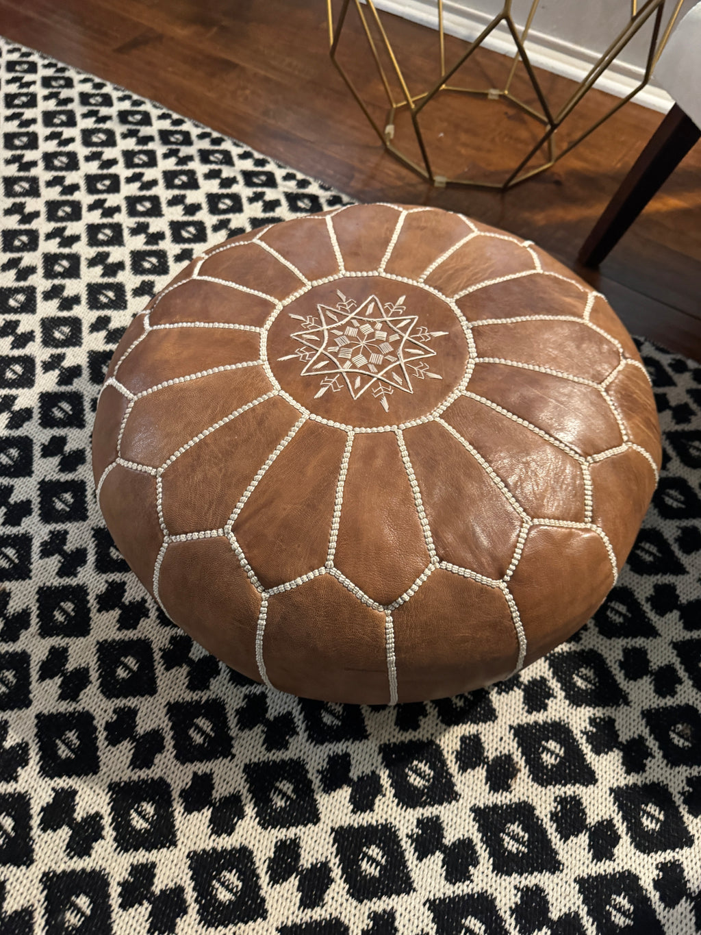 Faux leather ottoman pouf