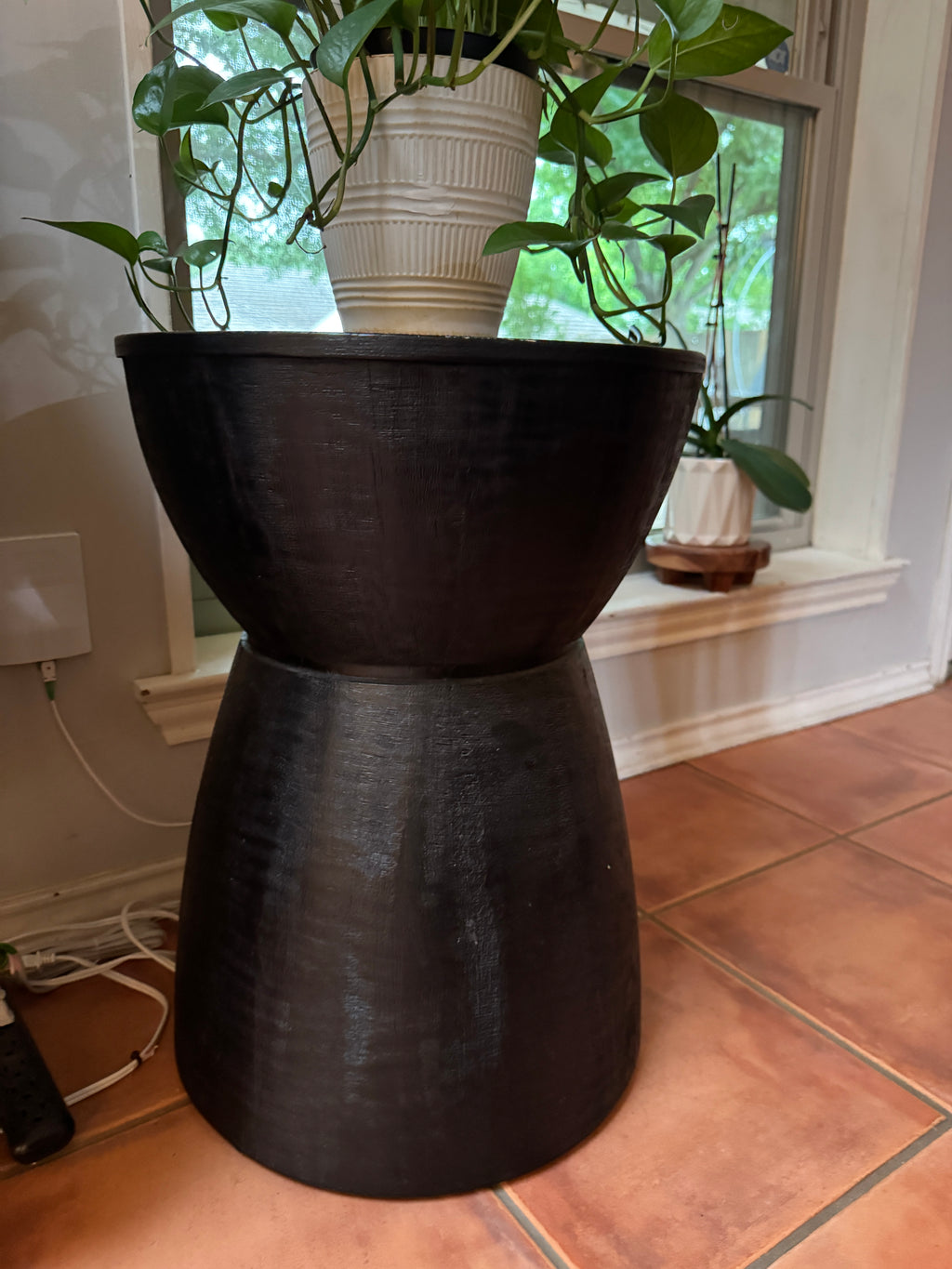 Black drum accent table