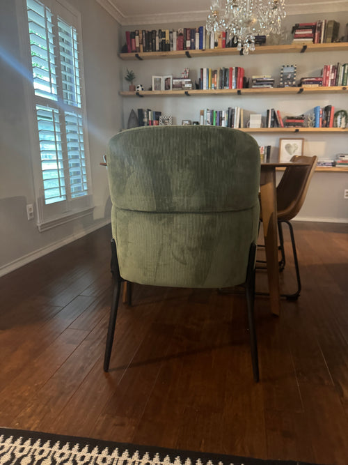Alba Corduroy Upholstered Dining Armchair, Green (World Market)