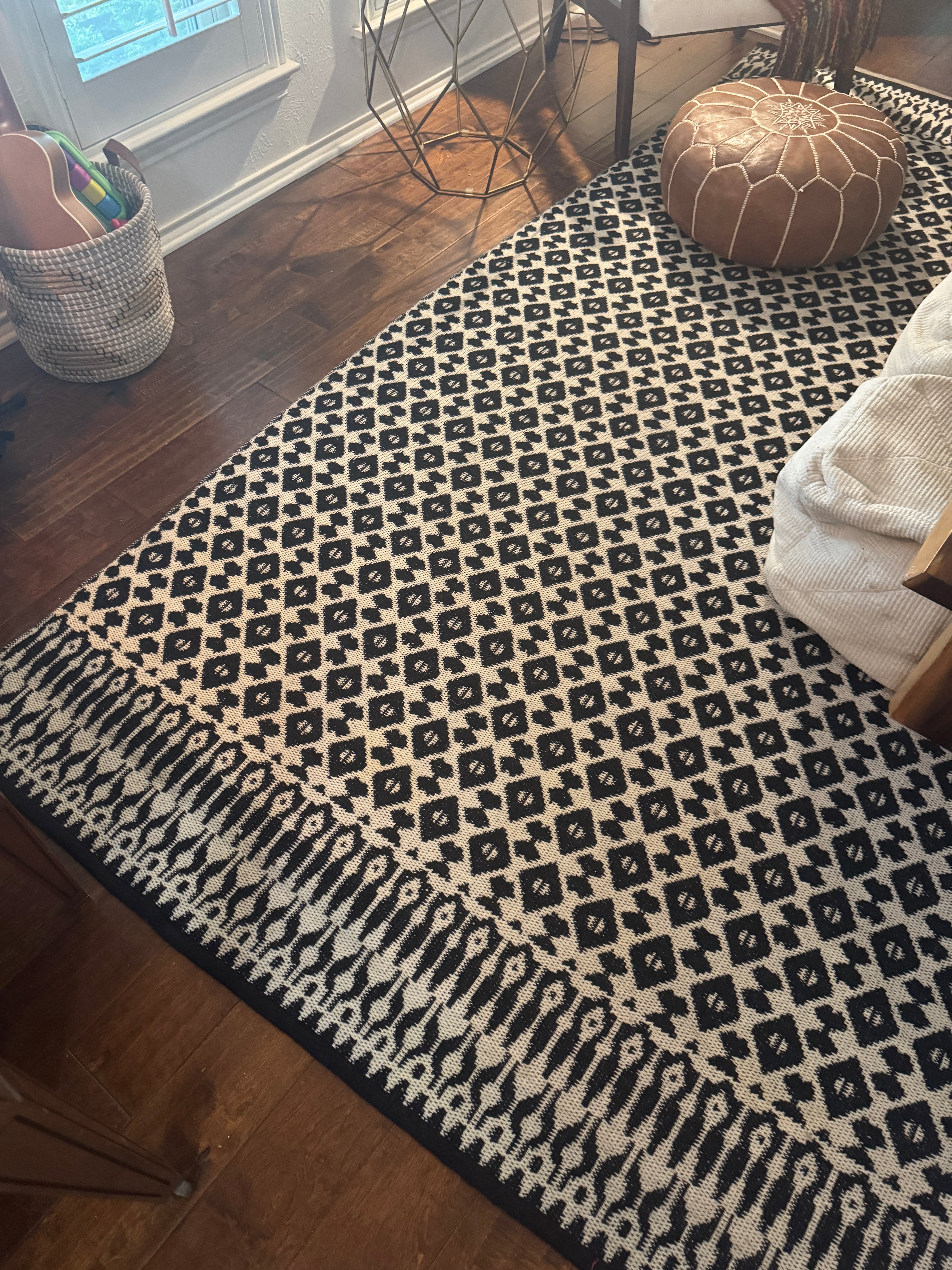 Magnolia Black and White Tribal Rug