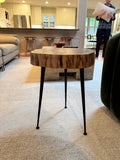Round wood side table