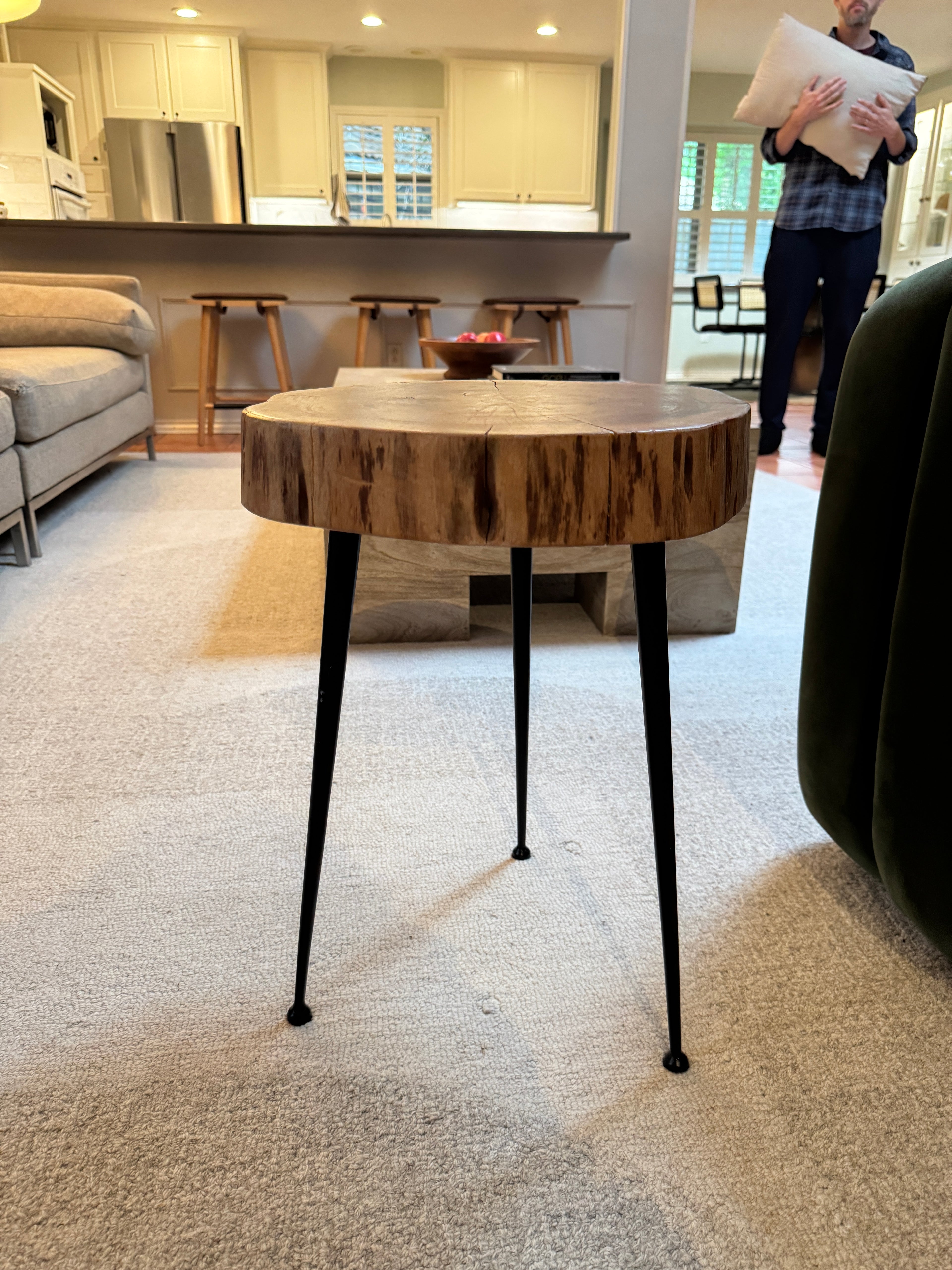Round wood side table
