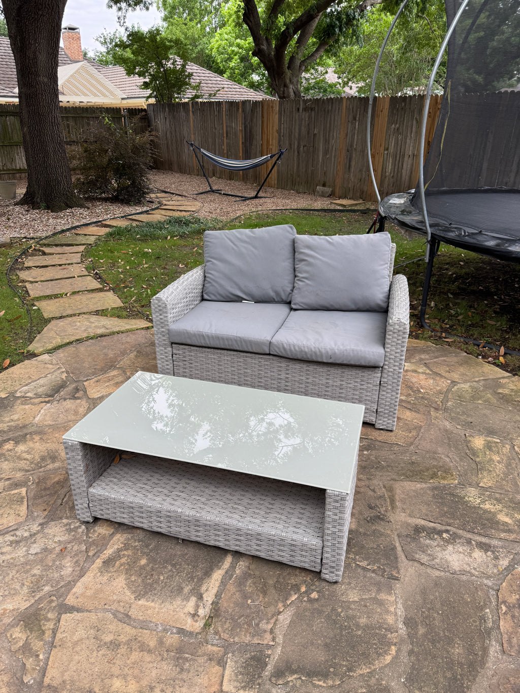 Outdoor Sofa Seating Group with Cushions, Gray