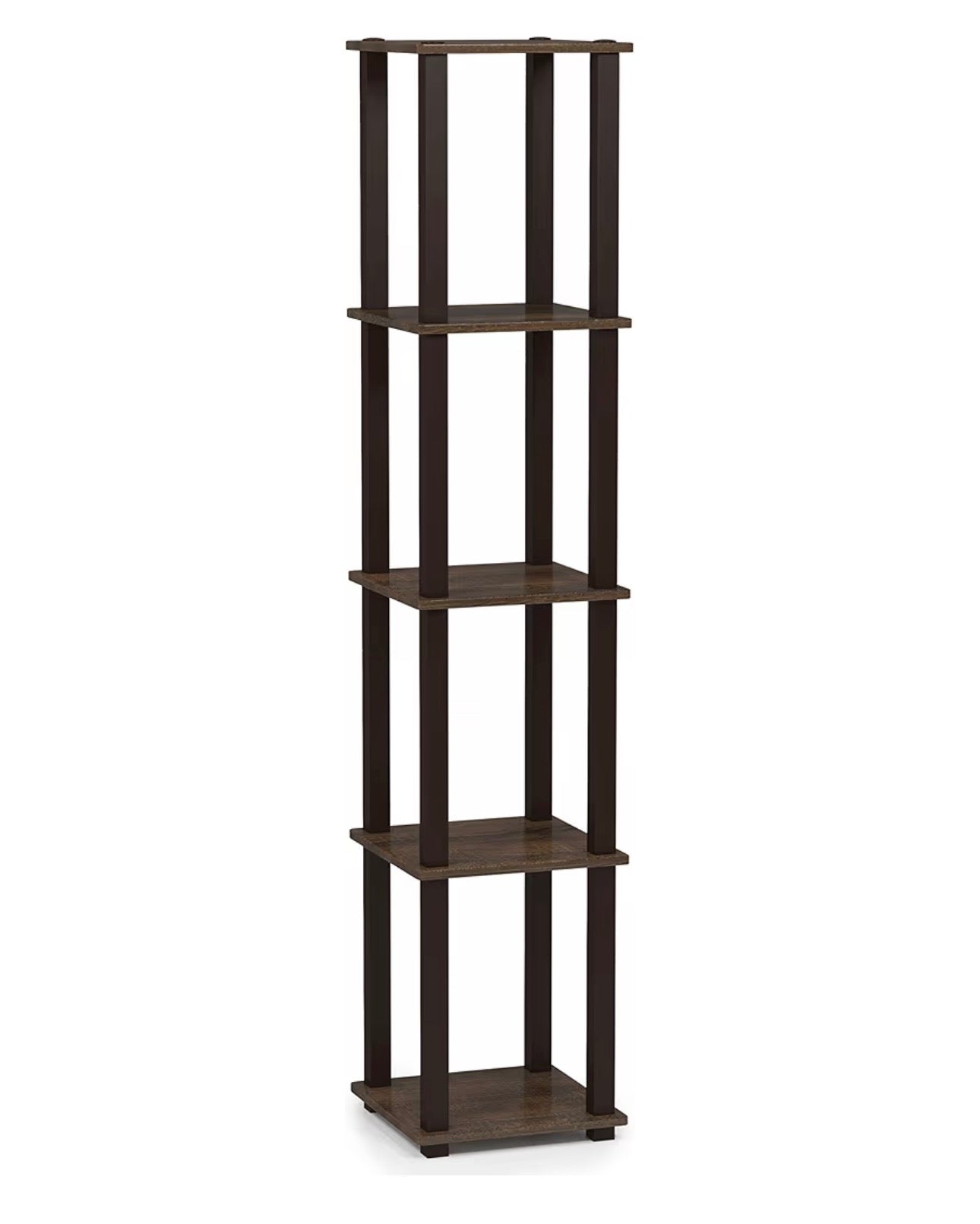5-Tier Corner Square Rack Display Shelf, Walnut/Brown