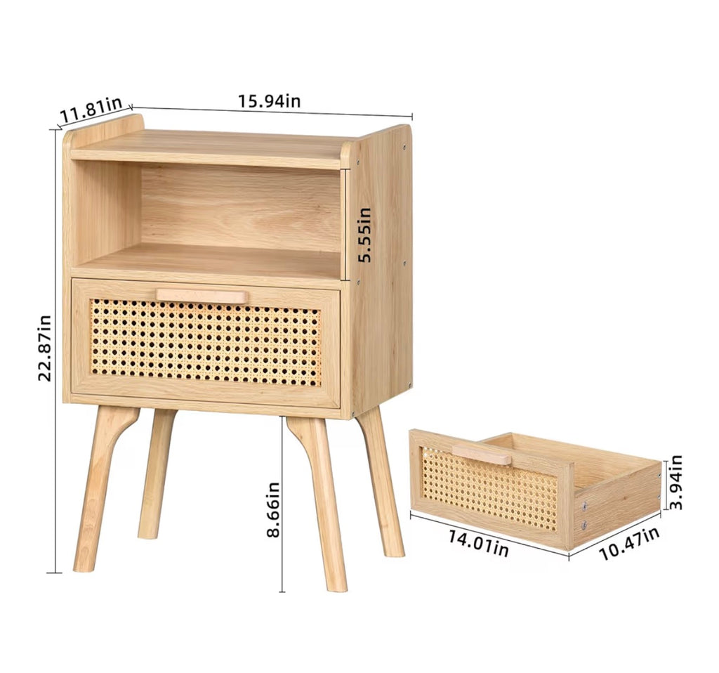 Boho Rattan Nightstand