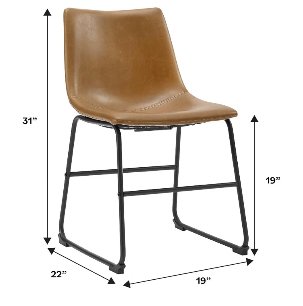 Faux Leather Armless Dining Chairs (whiskey brown)