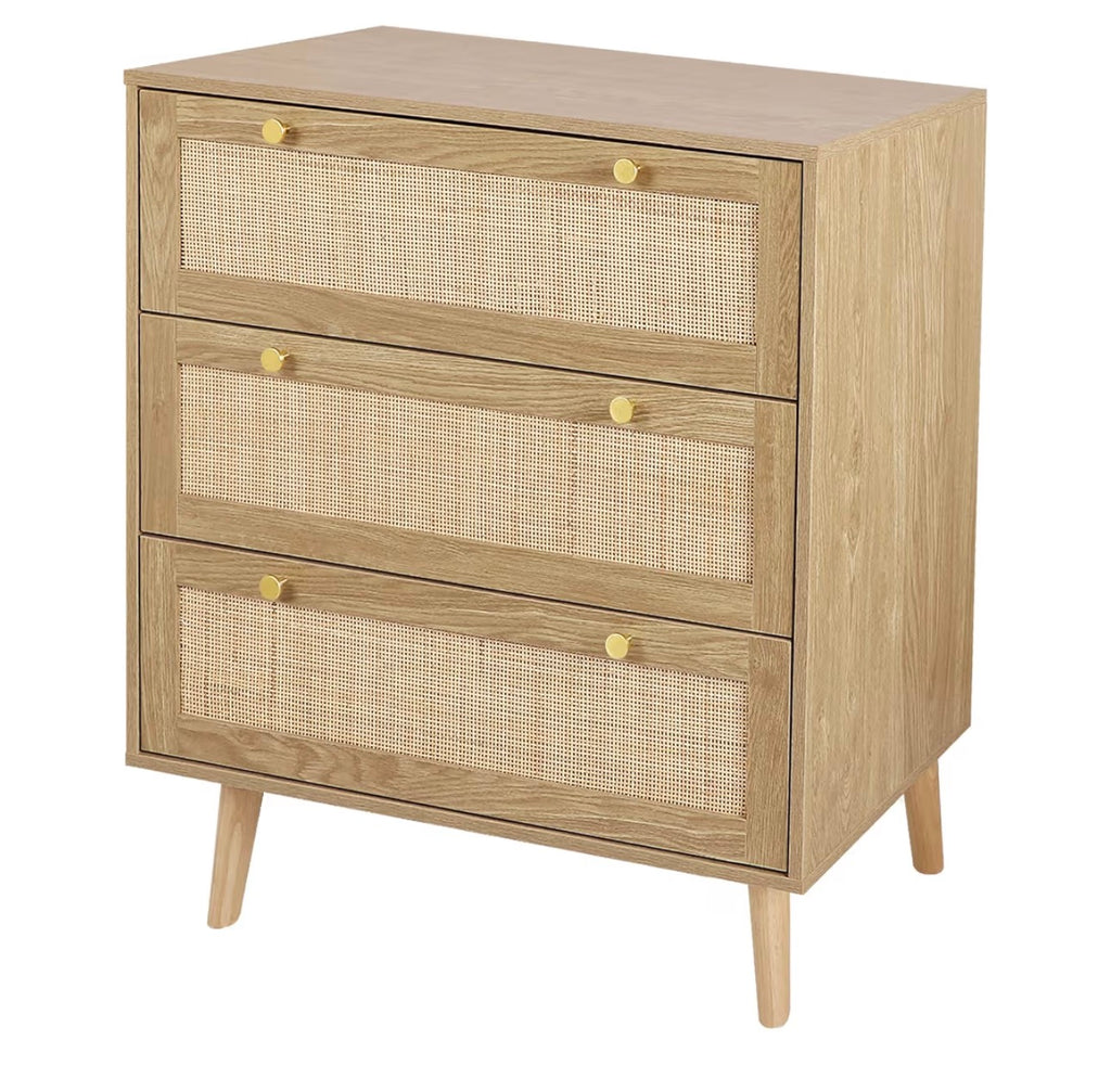 3 Drawer Rattan Dresser