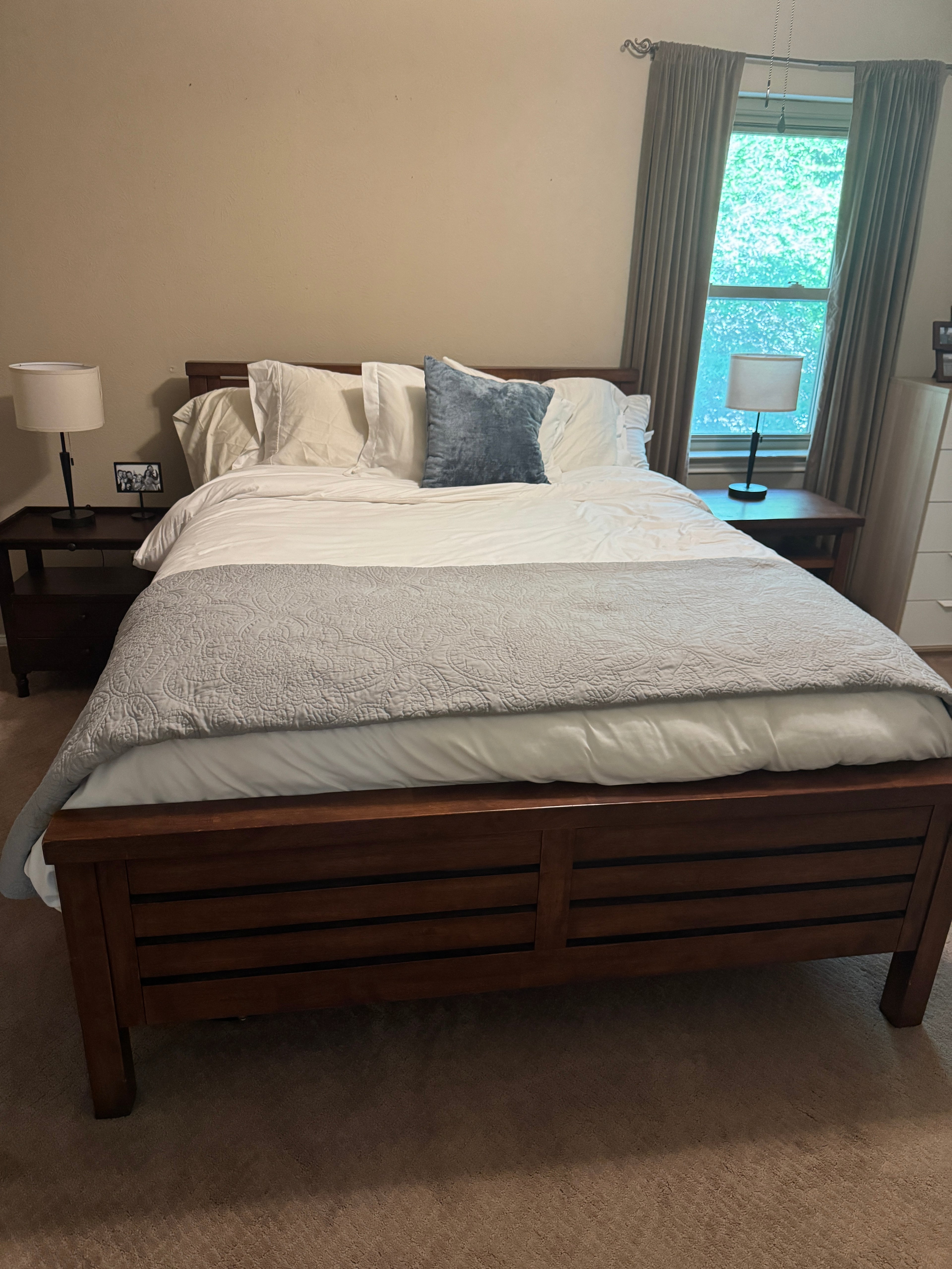 World Market Solid Wood Queen Bed + Mattress
