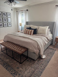 King Upholstered Bed + Mattress + Topper