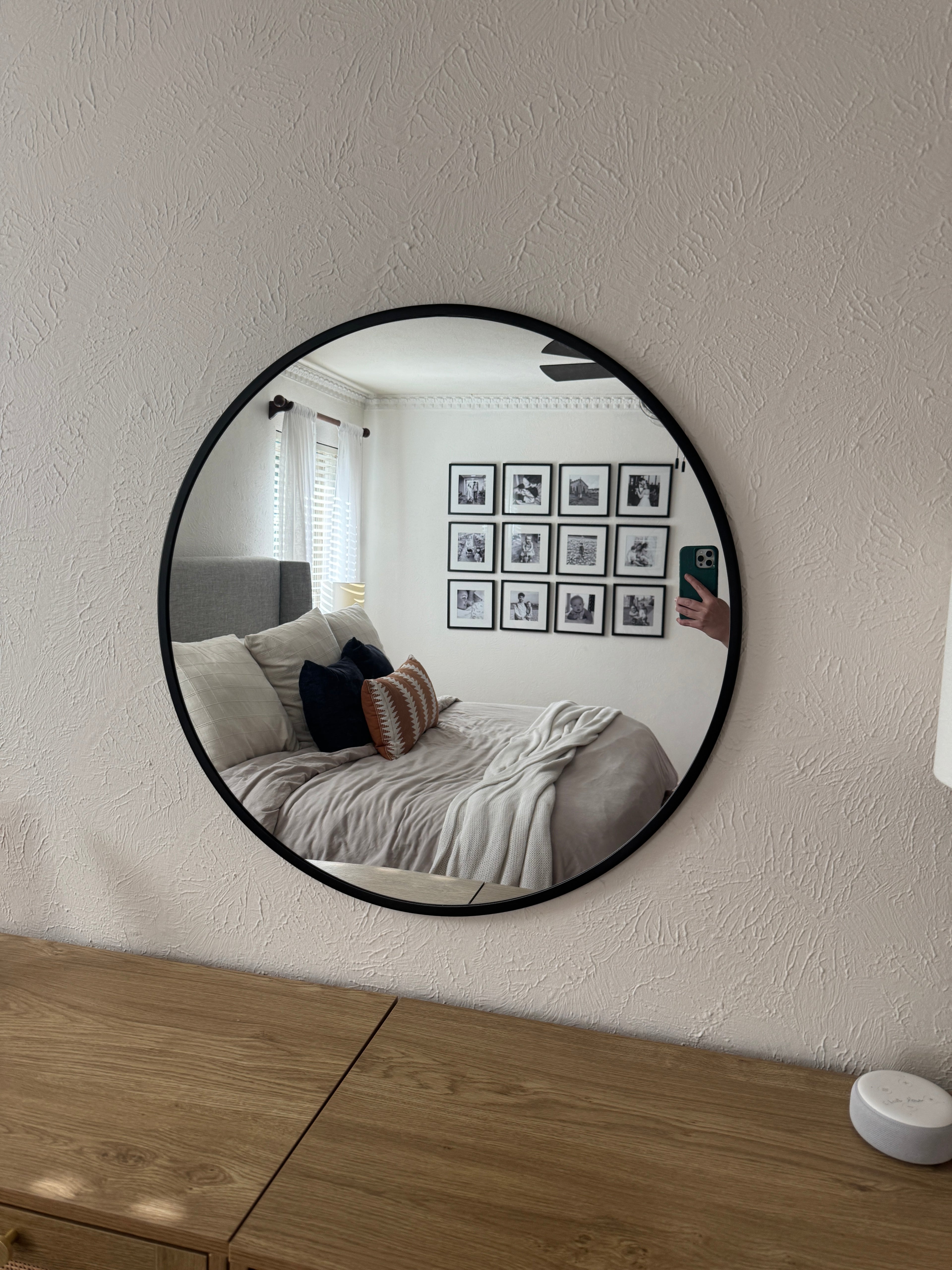 Round Black Framed Mirror