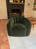 CB2 Fitz Channeled Green Velvet Chair