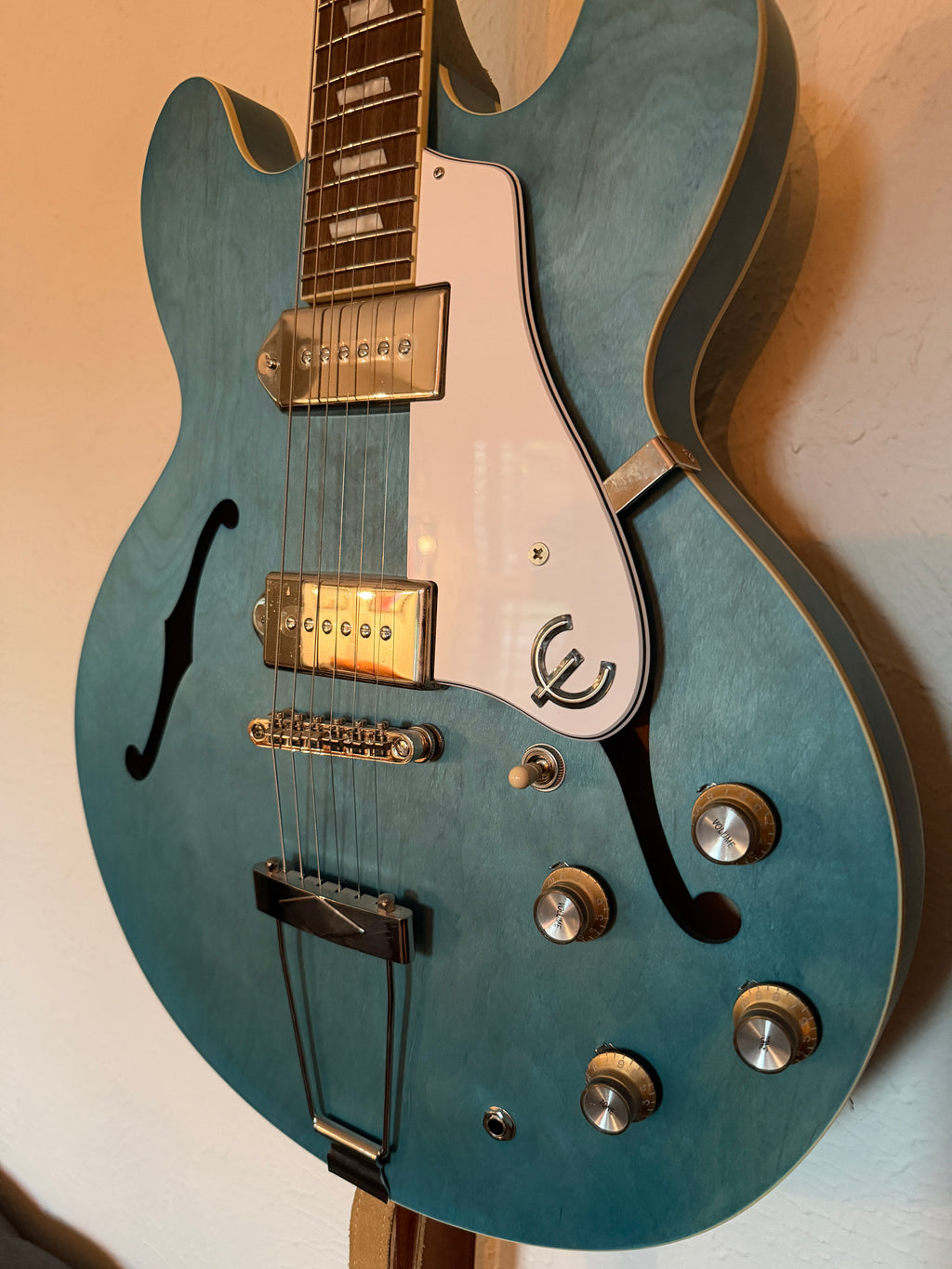 Epiphone Casino Hollowbody Electric Guitar -
Worn Blue Denim