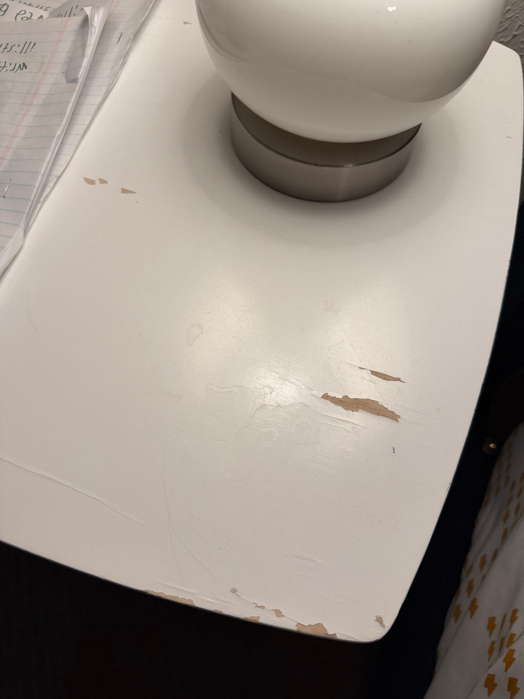 White bedside table