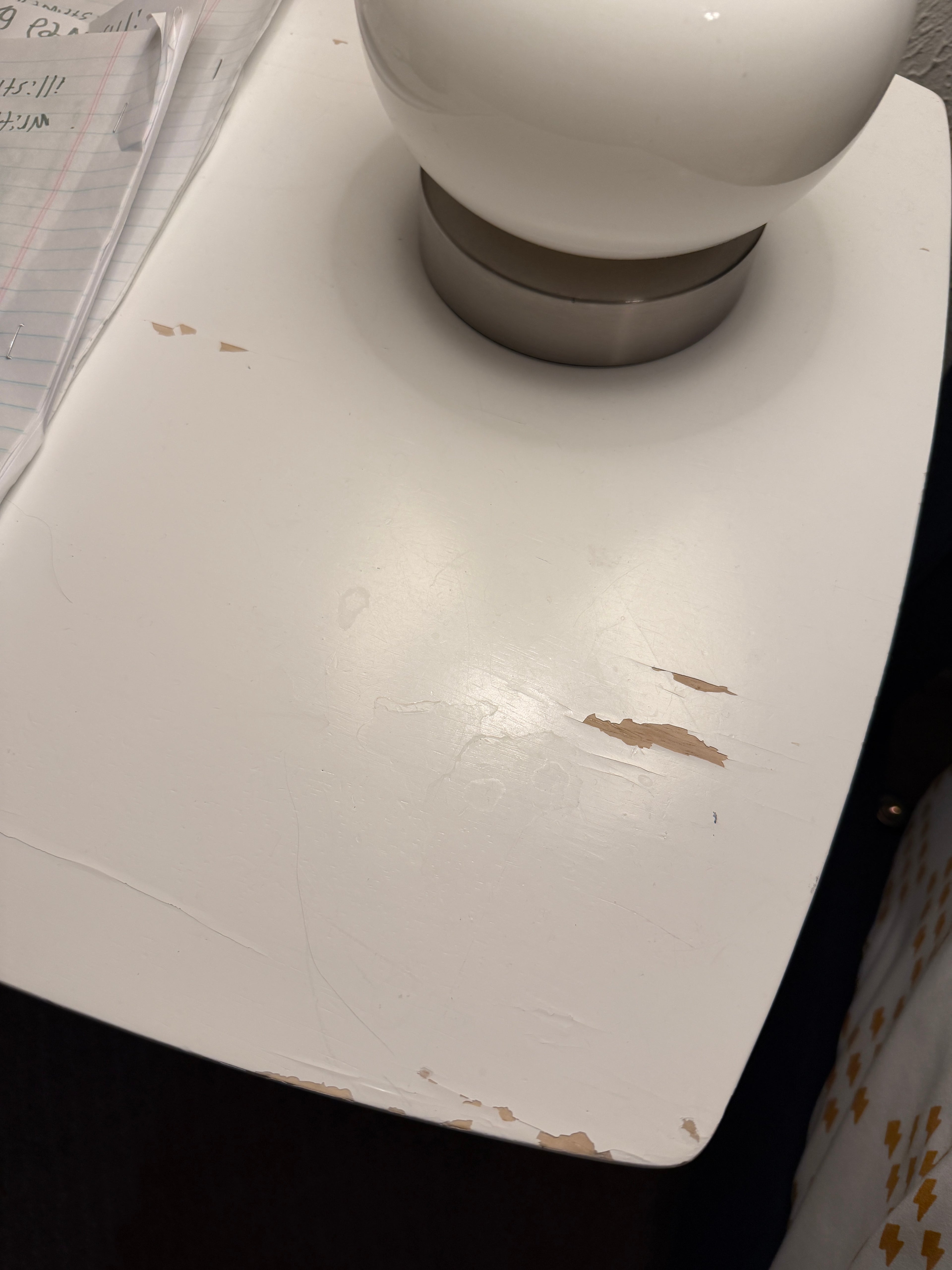 White bedside table